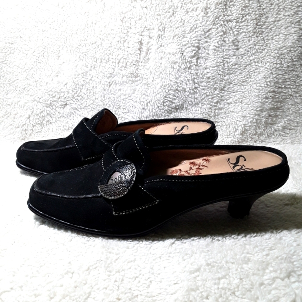 Sofft Black Suede Mules Size 6.5